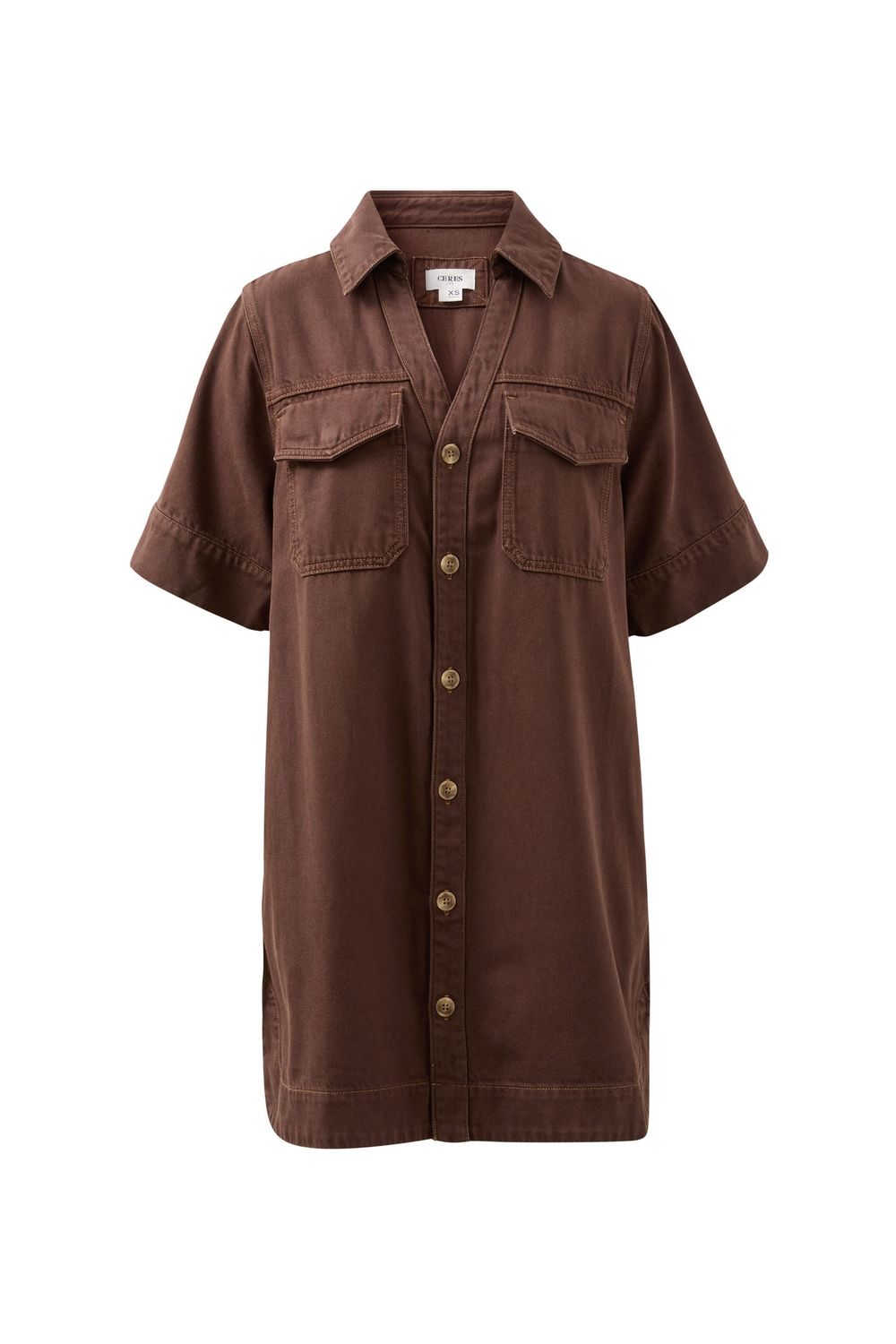 Sammy Relaxed Shirt Dress - Chocolate, Size: X Small