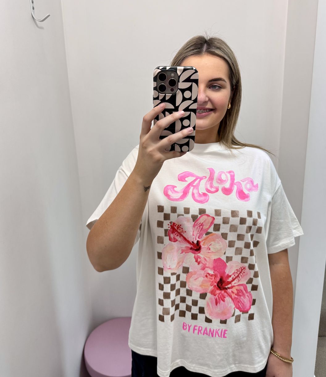 White/Pink Aloha T-Shirt