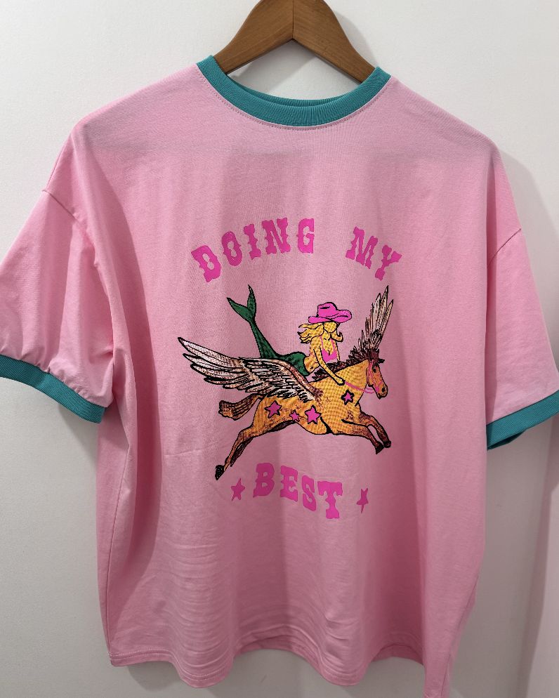 Pink/Green Doing My Best T-Shirt, Size: X Small