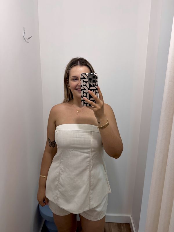 White Strapless Overstitch Set