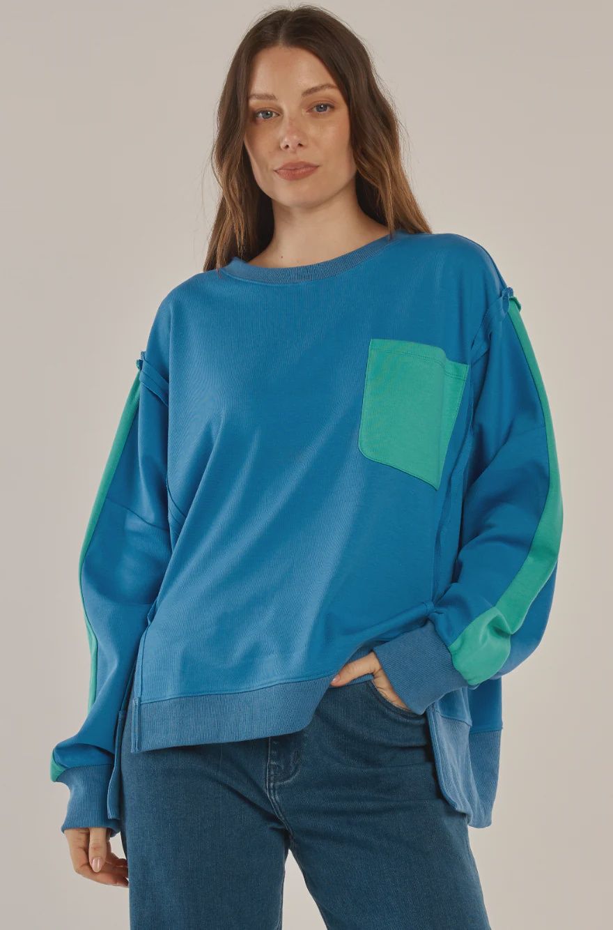 Tania Sweatshirt - Blue/Green, Size: 8