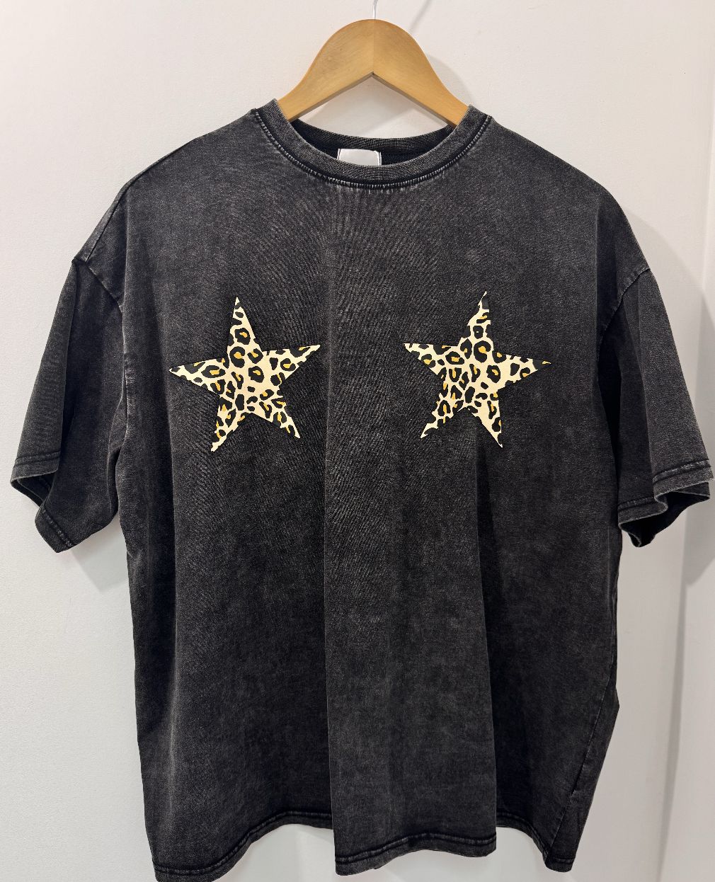 Black Acid Wash Star T-Shirt, Size: Small