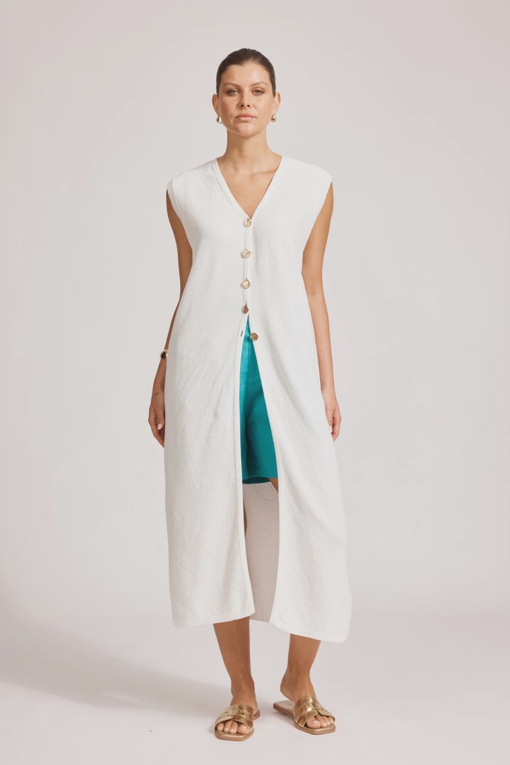 Artemis Knit Vest - White, Size: Small