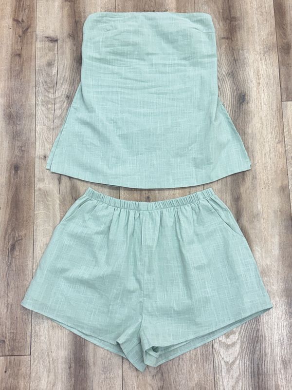 Sage Strapless Shorts Set