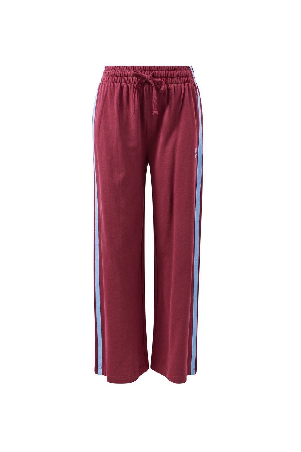 Gigi Wide Leg/Washed Burgundy Sky Blue Side Stripe, Size: Small
