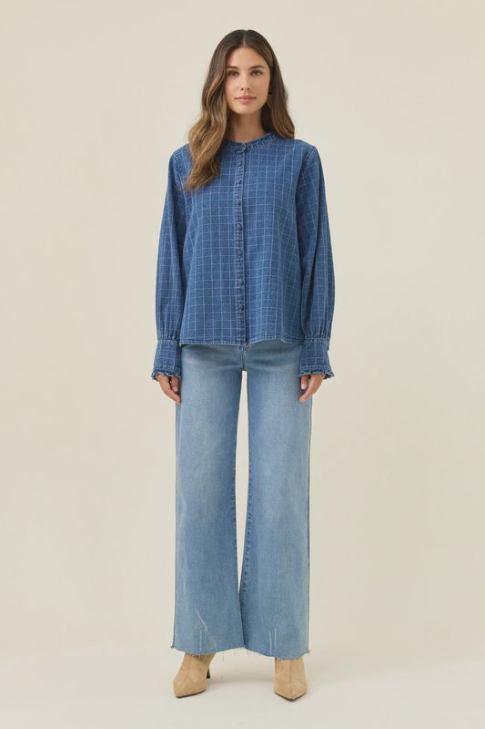 Sloane Denim Frill Shirt - Check