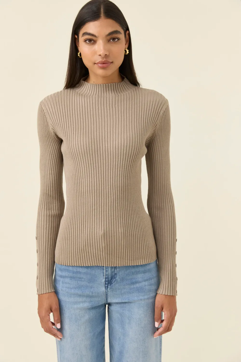 Juno Knit Top - Stone, Size: Small