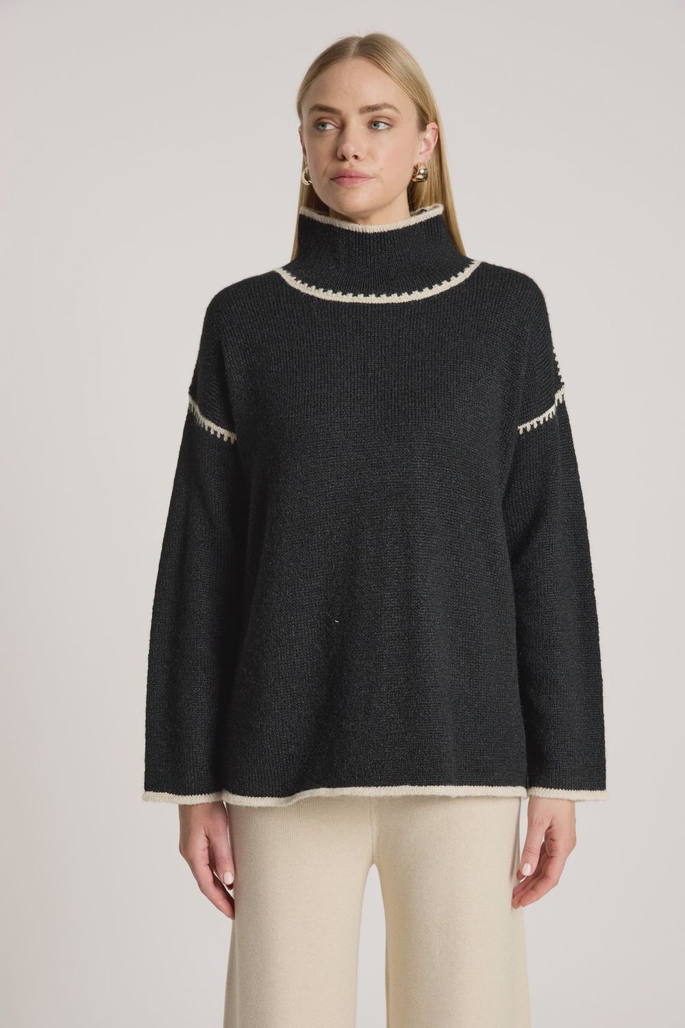Orin Jumper - Black/Dune, Size: Medium
