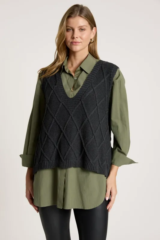 Liora Knit Vest - Char