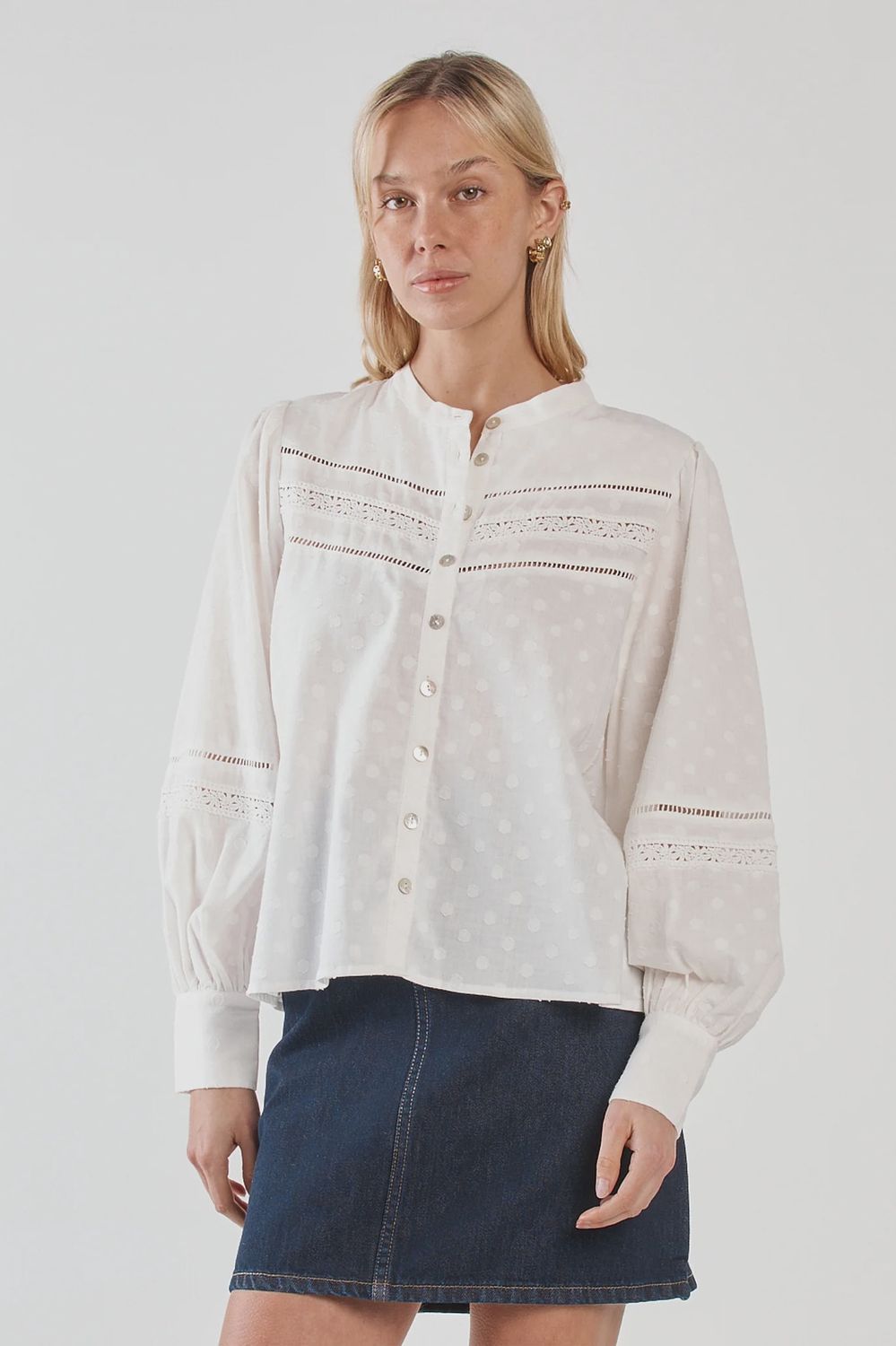 Eleri Lace Blouse - White, Size: 10