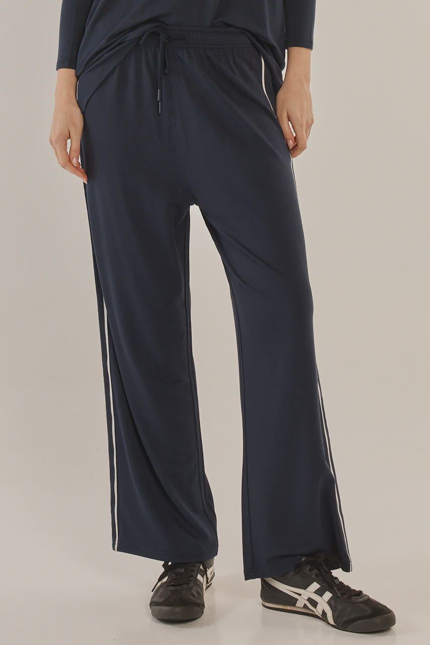 Evelyn Wide Leg Jogger - Navy, Size: 12