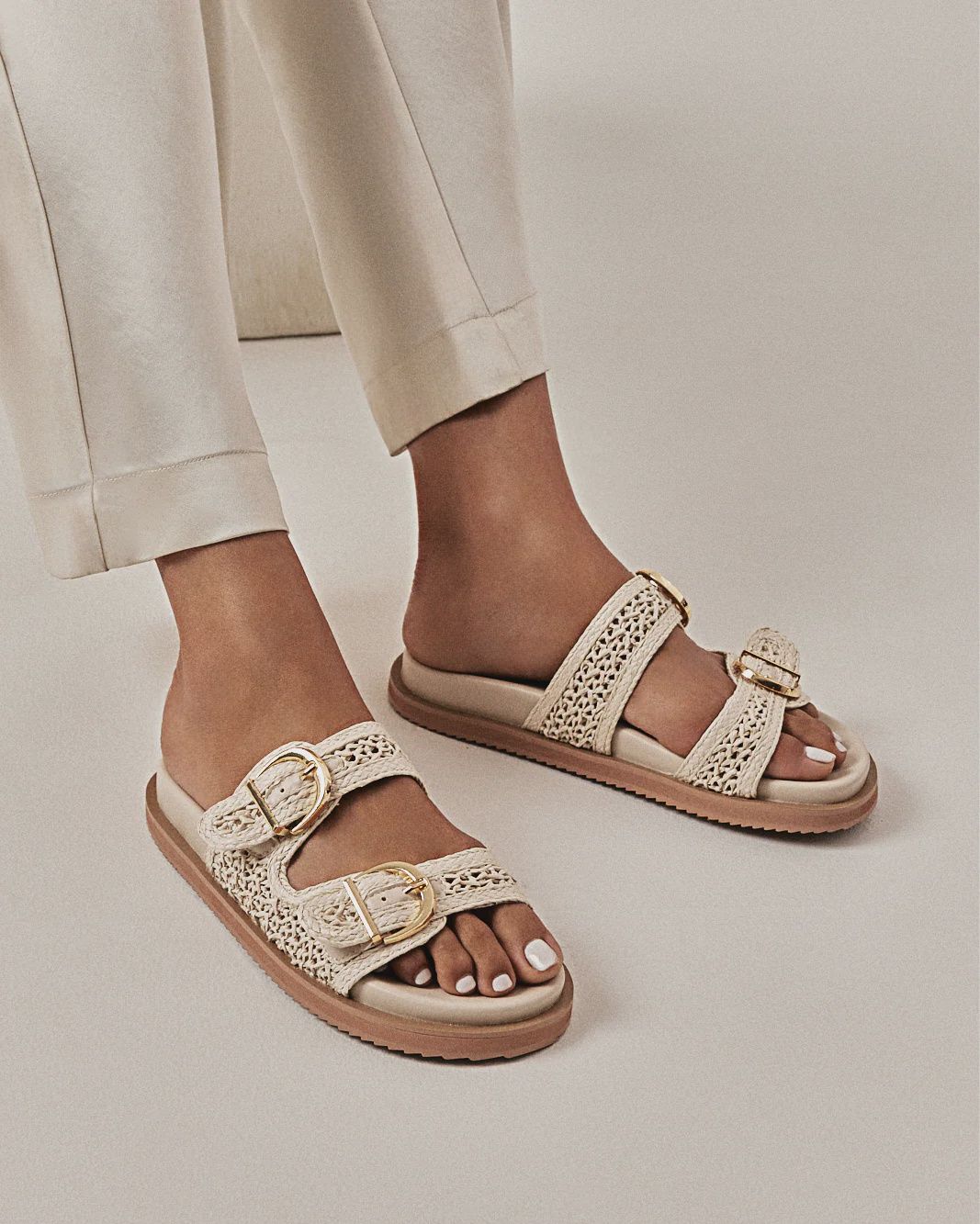 Topanga Sandal - Cream Raffia, Size: 9