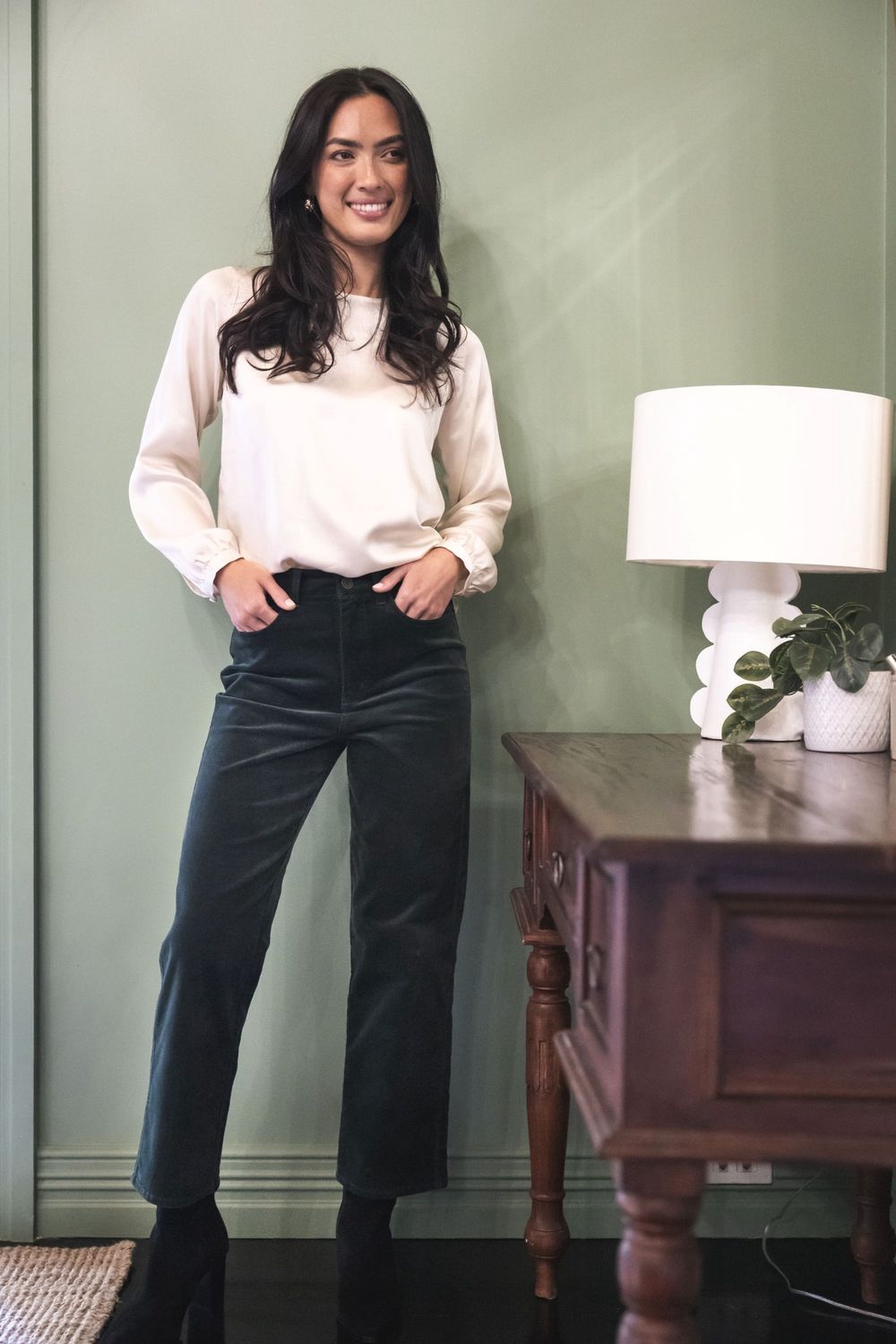 Va Va Velour Pant - Pine, Size: 8