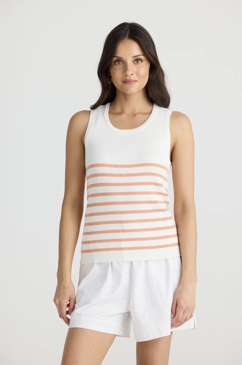 Amba Tank, Colour: White Melon Stripe, Size: Large