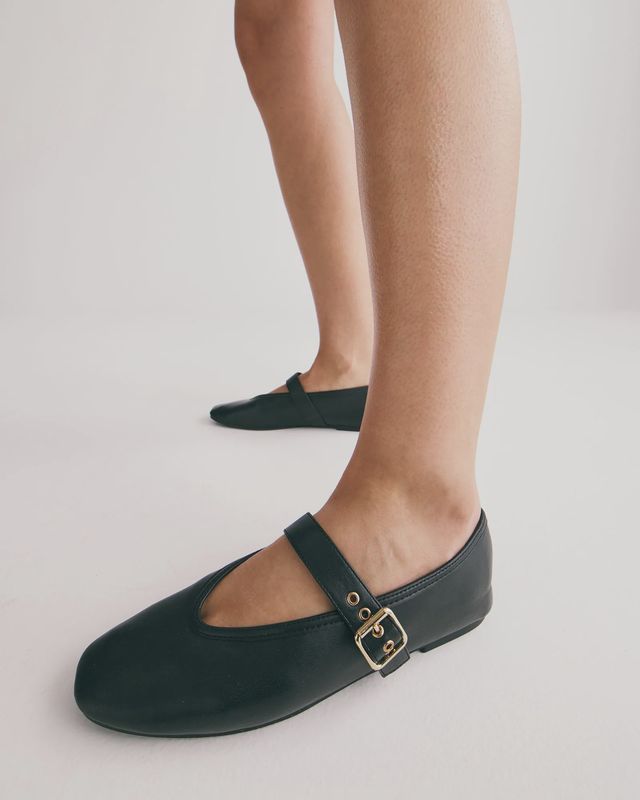 Cade - Black Smooth Ballet Flats