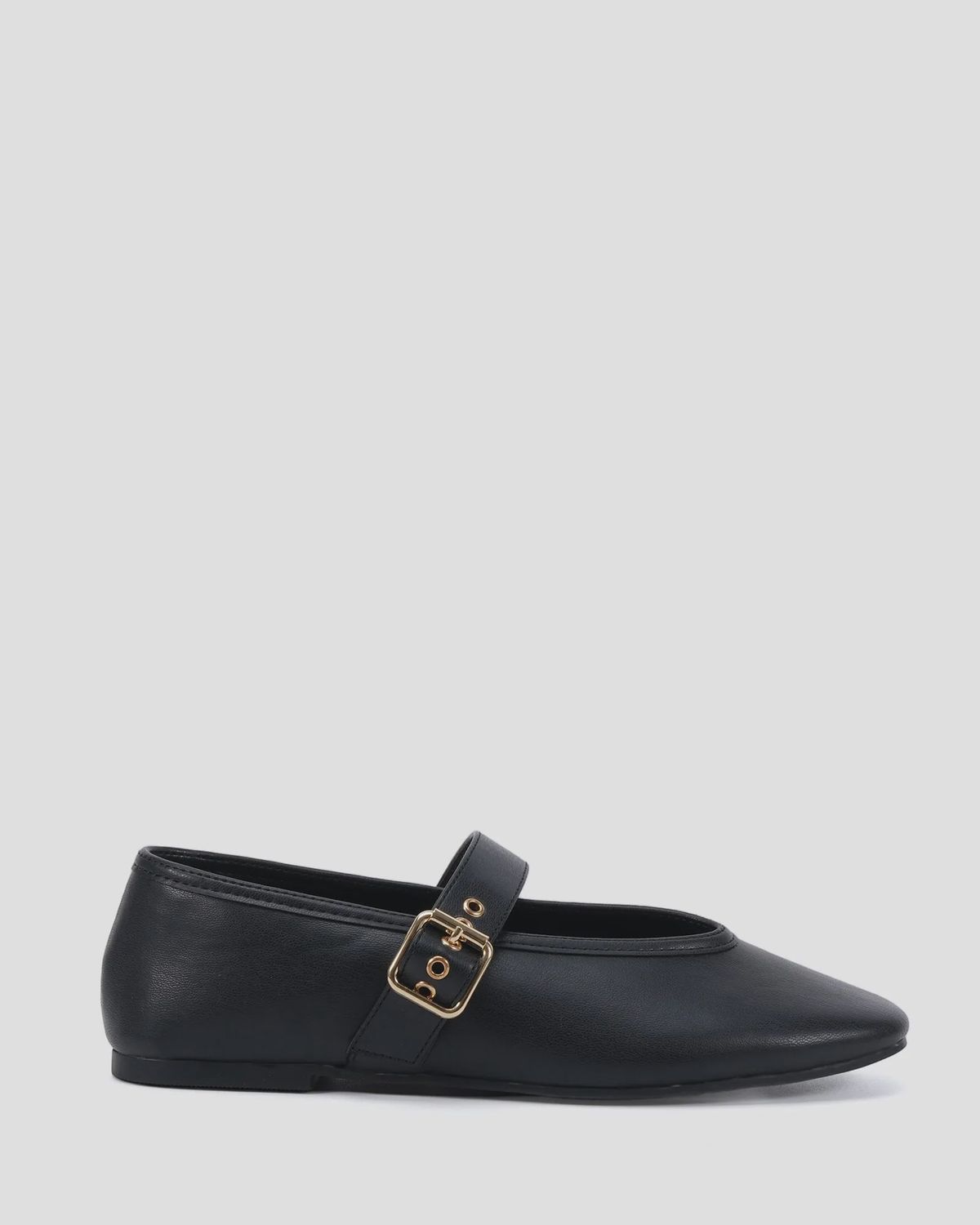 Cade - Black Smooth Ballet Flats, Size: 8
