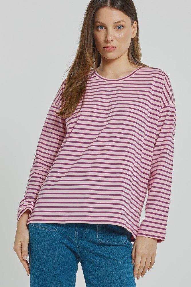 Vienna Tee - Pink/Purple/Red Stripe, Size: 8