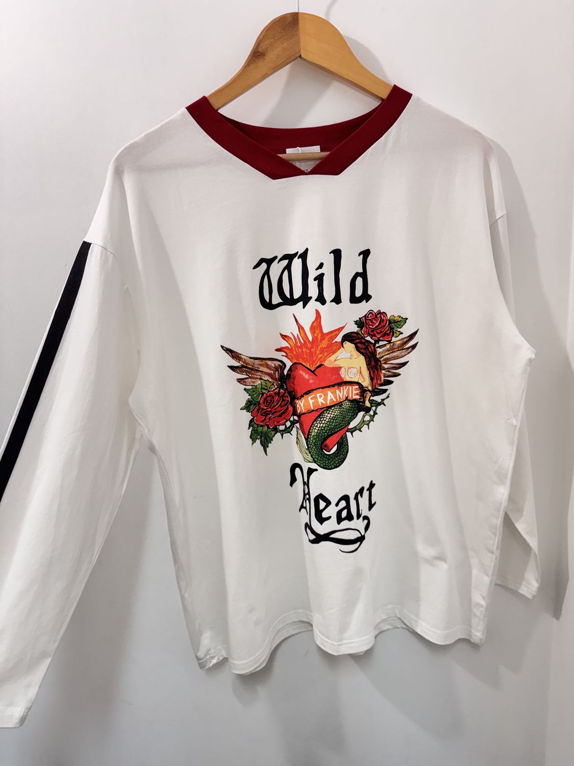 White Wild Heart Long Sleeve Tee, Size: X Small