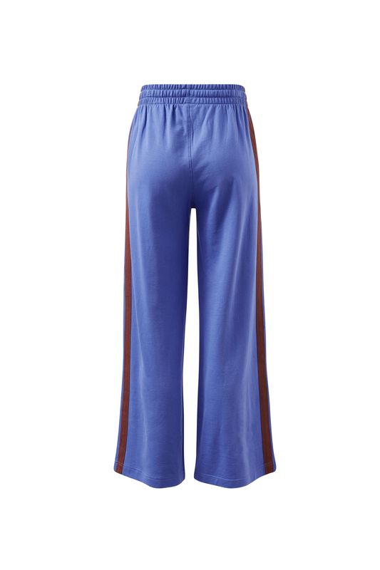 Gigi Wide Leg Terry Trackpant - Vintage Blue Mixed Side Stripe