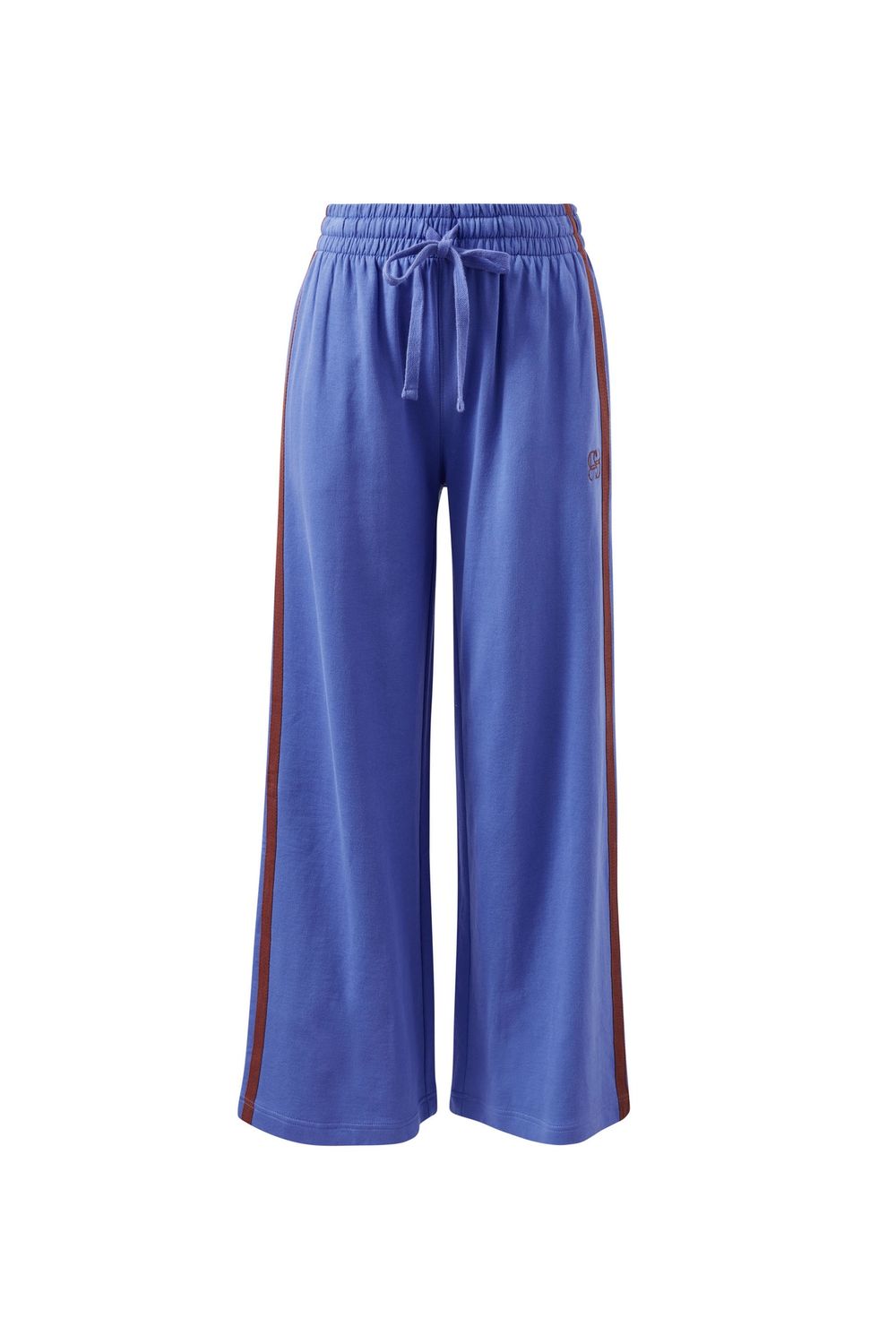 Gigi Wide Leg Terry Trackpant - Vintage Blue Mixed Side Stripe, Size: Small