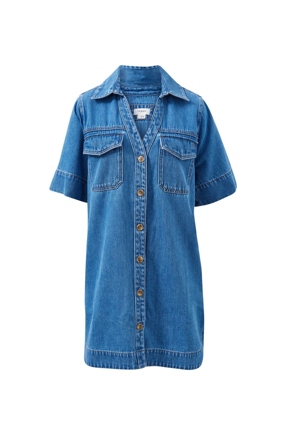 Relaxed Shirt Dress - Fresh Indigo, Size: Large