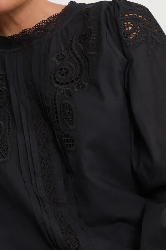 Lou Cut Out Lace Top - Black