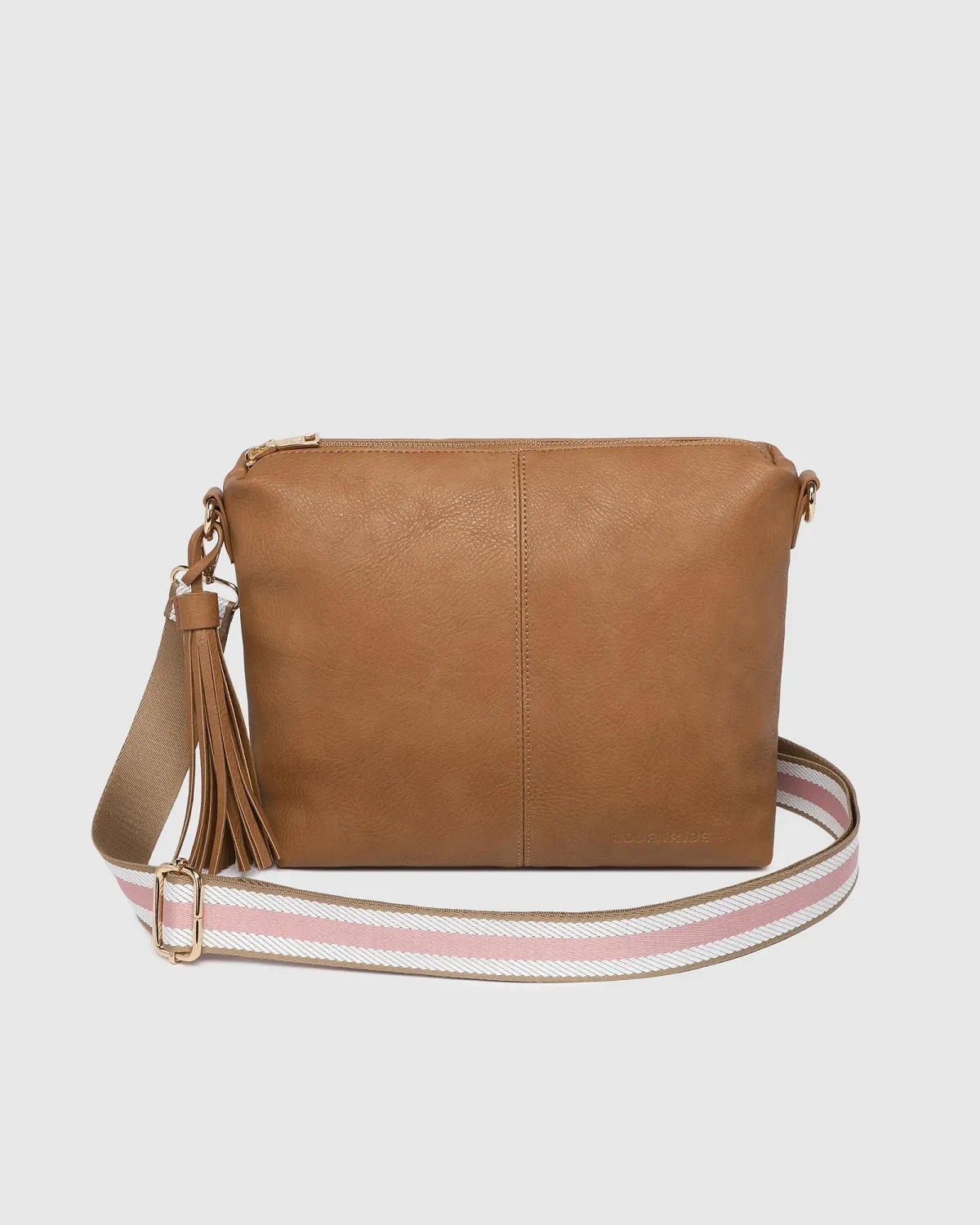 Daisy Stripe Crossbody Bag - Camel