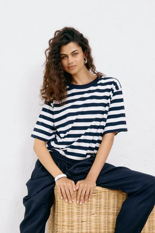 Studio Stripe T-Shirt - Indigo