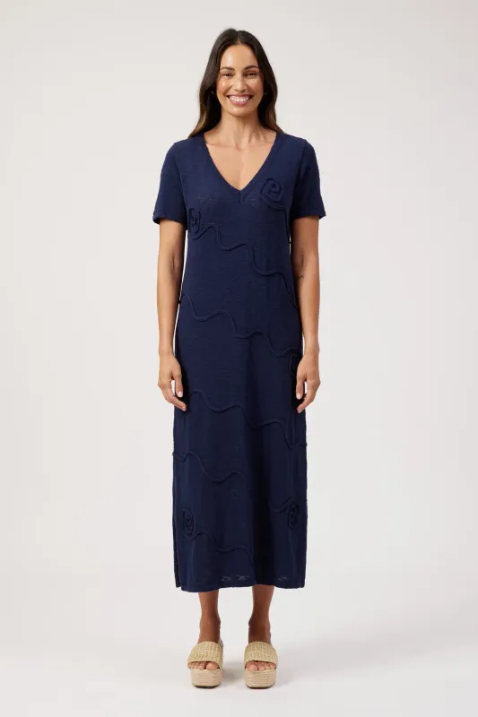 Olympus Applique Dress - Navy