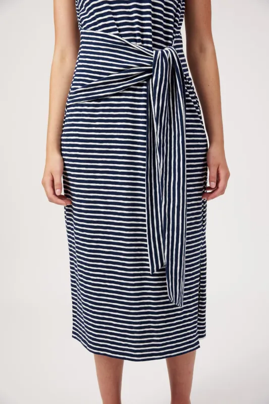 Tropea Stripe Tie Dress - Navy