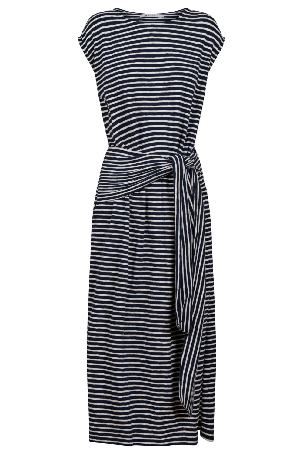Tropea Stripe Tie Dress - Navy, Size: Small