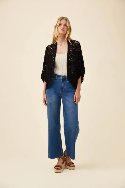 Maggie Crochet Cape - Black