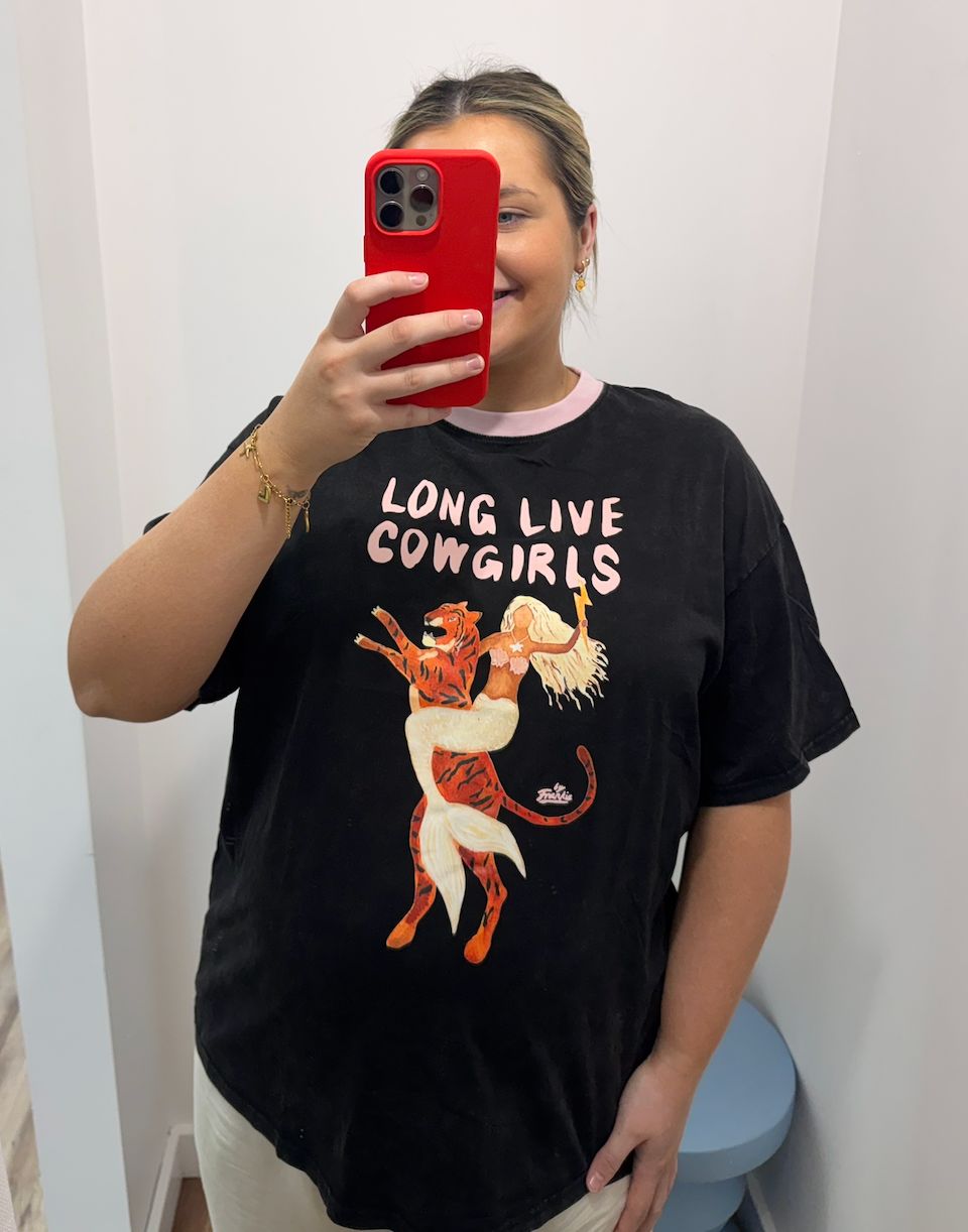 Black Long Live Cowgirls T-Shirt, Size: X Small