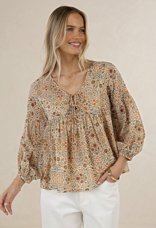 Lara Blouse - Almond Print