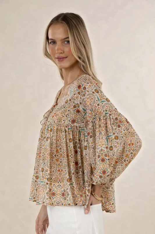 Lara Blouse - Almond Print