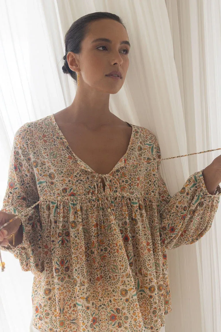 Lara Blouse - Almond Print, Size: 10