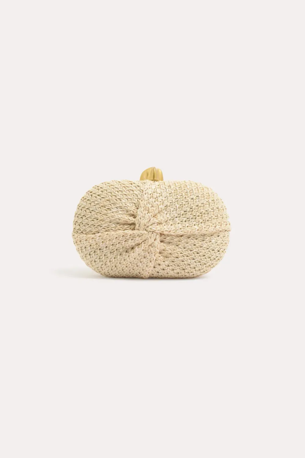 Orlando Knot Front Structured Clutch - Cream/Natural