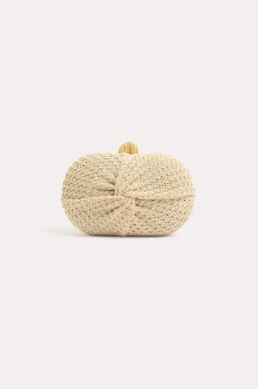 Orlando Knot Front Structured Clutch - Cream/Natural