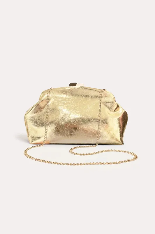 Archer Metallic Clip Top Event Clutch (Gold)