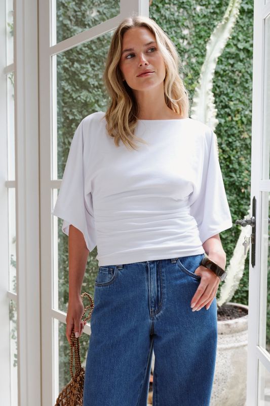Molly Relaxed Sleeve Top - White