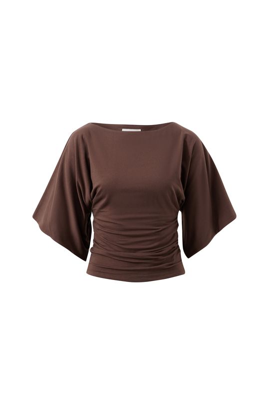 Molly Relaxed Sleeve Top - Brunette Brown
