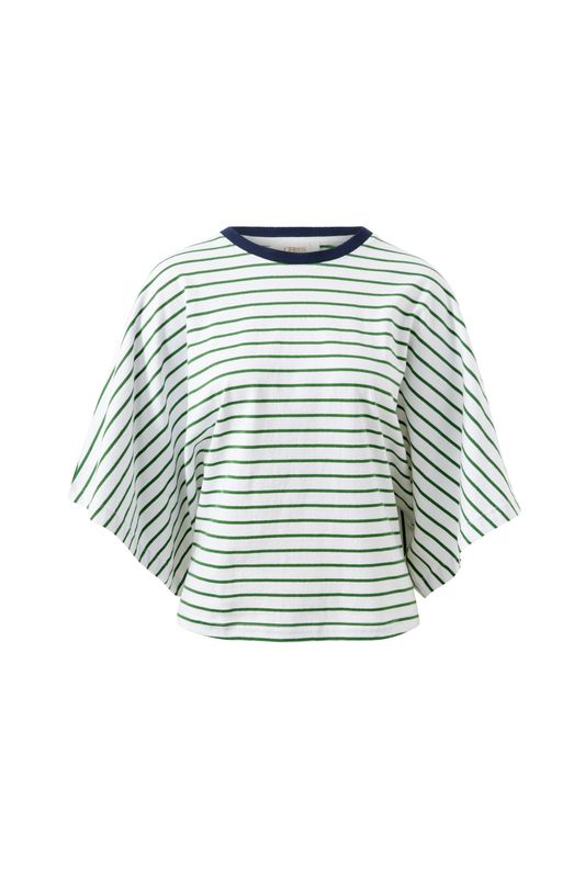 Lucy Relaxed Sleeve Tee - Basil/White Stripe
