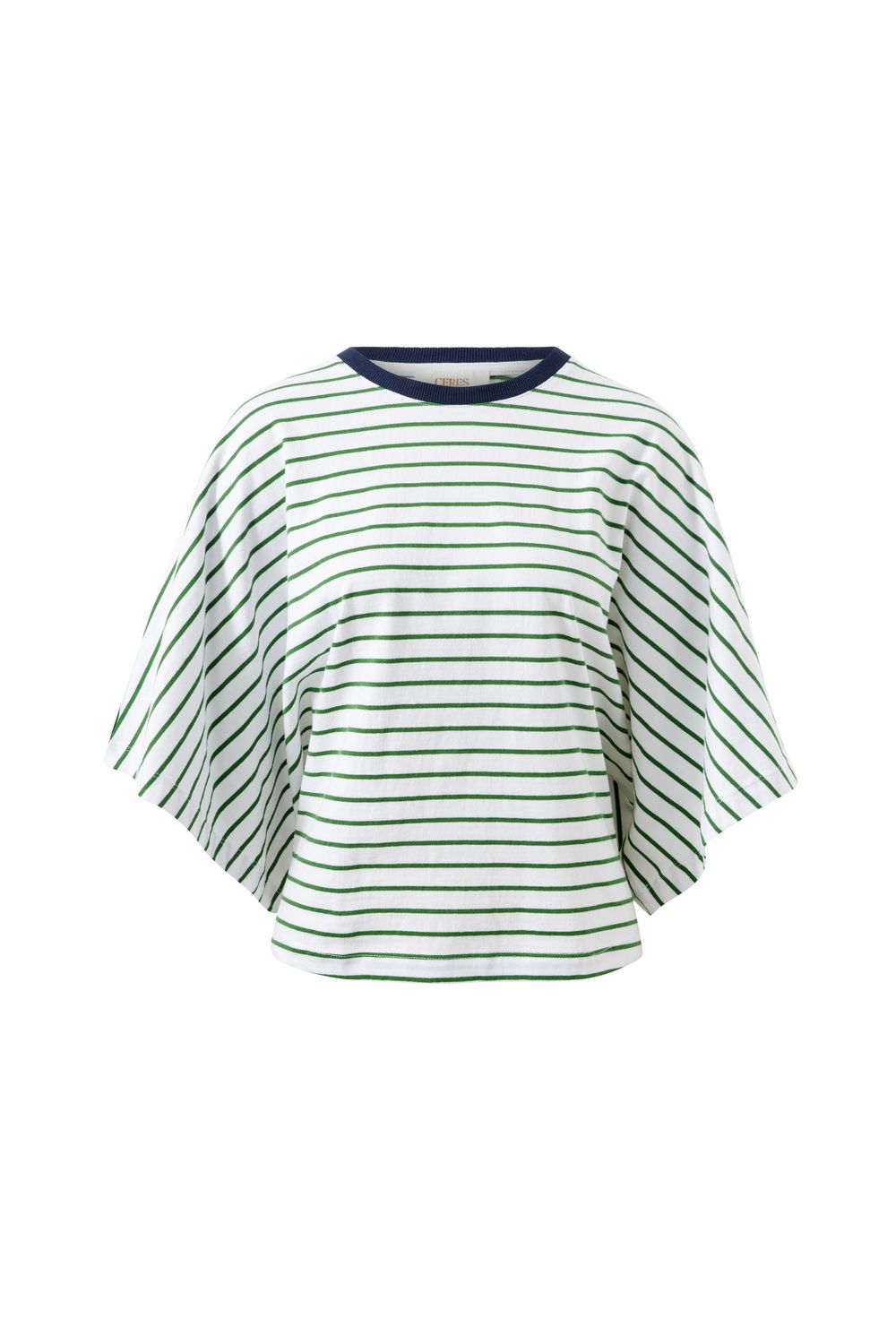 Lucy Relaxed Sleeve Tee - Basil/White Stripe, Size: X Small