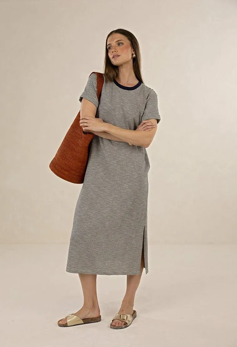 Profile Stripe Dress - Midnight, Size: Medium