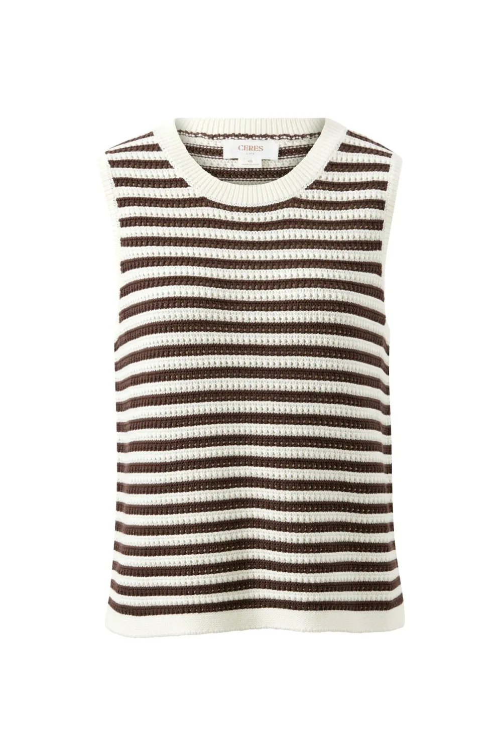 Maddy Mesh Knit Tank - Brunette Stripe, Size: Small