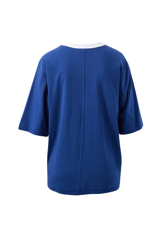 Luna Oversized Tee - Prussian Blue/Ceres Script Embroidery