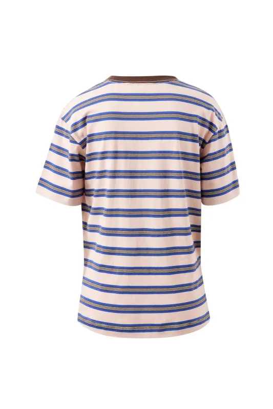 Stevie Slouchy Tee - Chalk Pink/Polo Blue/Choc Stripe