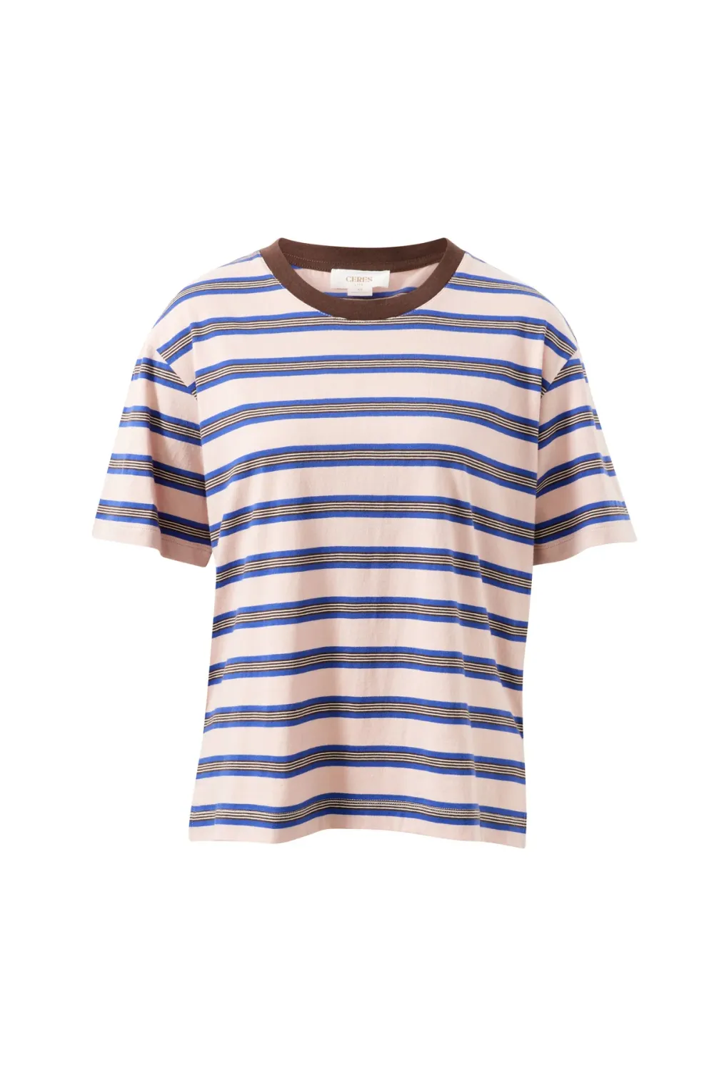 Stevie Slouchy Tee - Chalk Pink/Polo Blue/Choc Stripe, Size: X Small