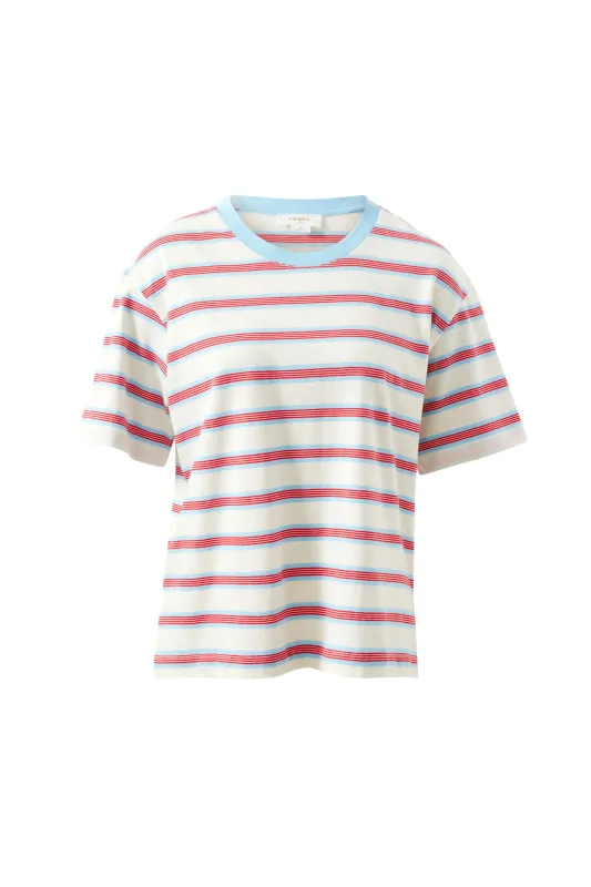 Stevie Slouchy Tee - Milk Fresh Blue Red Stripe