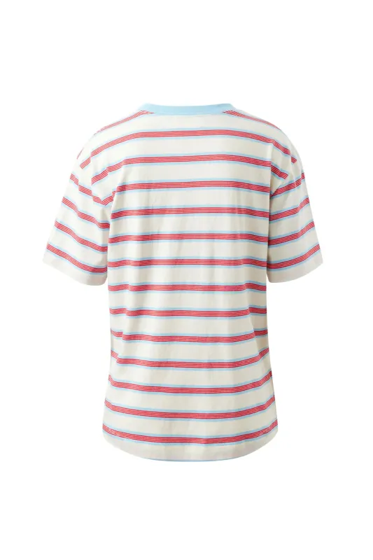 Stevie Slouchy Tee - Milk Fresh Blue Red Stripe